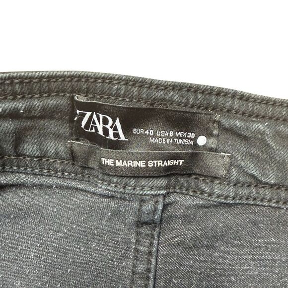 Zara The Marine Striaght Jean Black Wash Size 8 - Picture 4 of 8